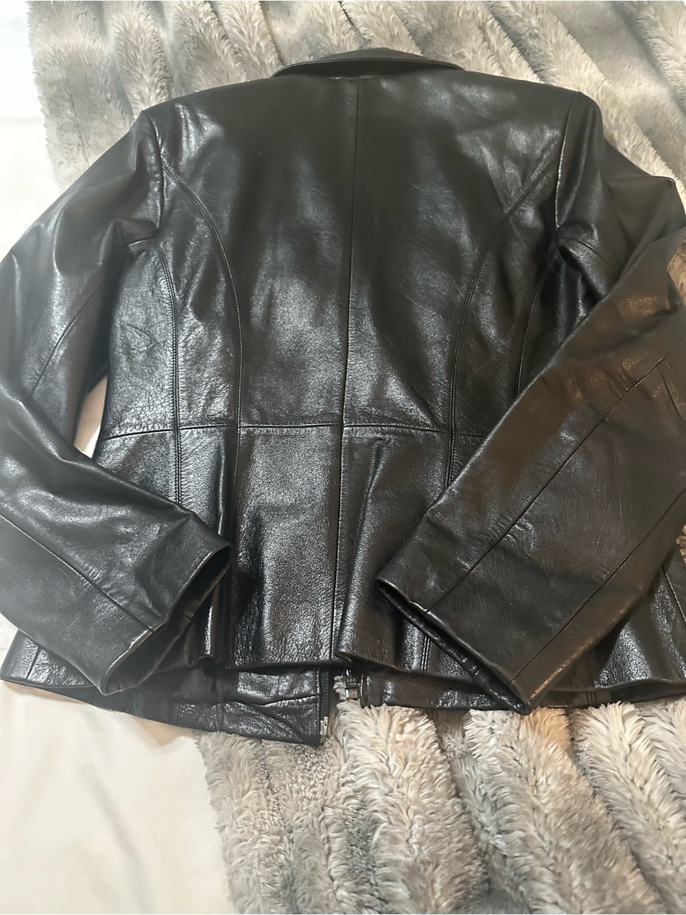 Maxima Black Leather Zip-Front Jacket for Women - Picture 4 of 4